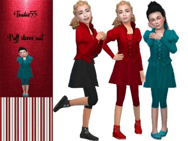 Alpha TrudieOpp's Puff sleeve suit (Base game) - The Sims 4 Custom Content