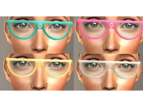 Half Rim X bridged Glasses with 6 Recolors by Sims99Fanatic - The Sims 2 Custom Content