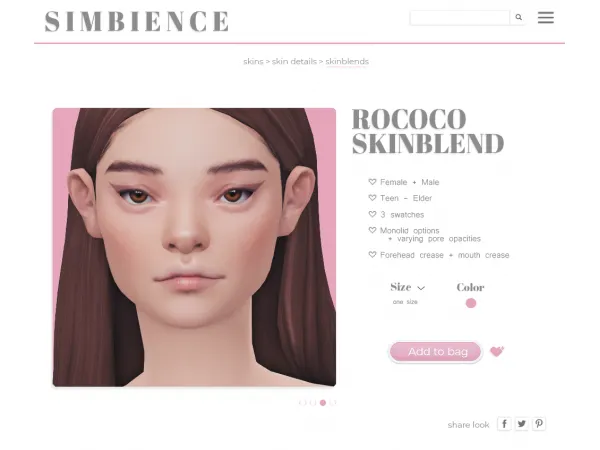 Maxis Match Rococo skinblend by simbience - The Sims 4 Custom Content
