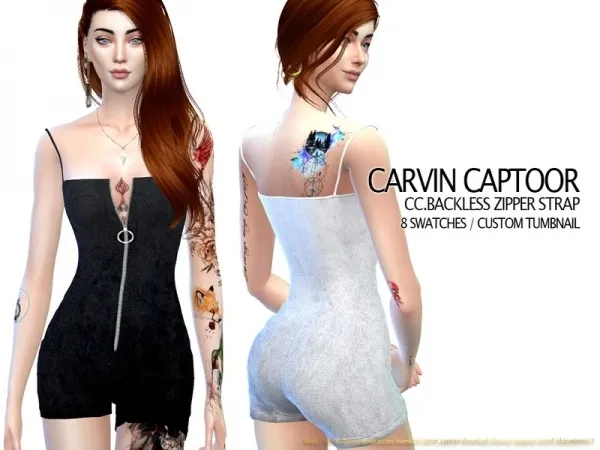 Maxis Match carvin captoor's CCBackless zipper strap - The Sims 4 Custom Content