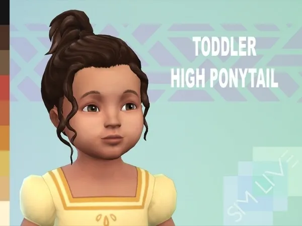 Maxis Match KikiSimLive's High ponytail for Toddler - The Sims 4 Custom Content