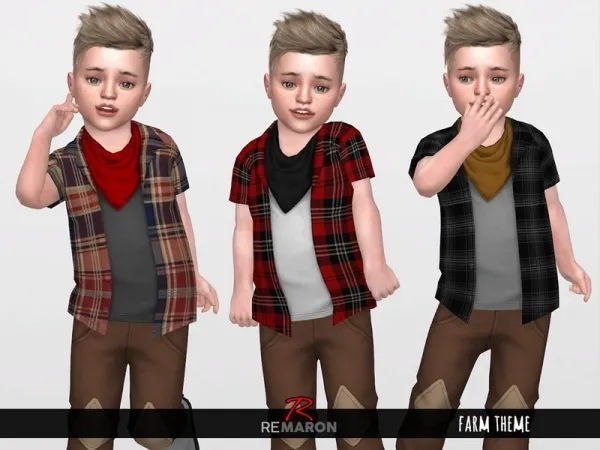 Maxis Match remaron's Farm 2 Shirts Scarf for Toddler 01 - The Sims 4 Custom Content