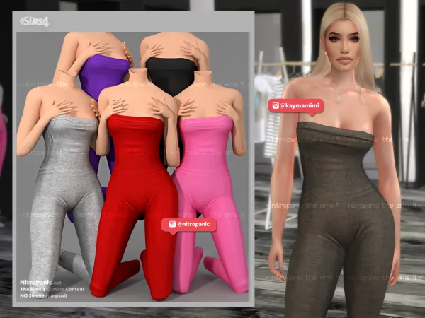 Alpha NO Sleeve Jumpsuit - The Sims 4 Custom Content