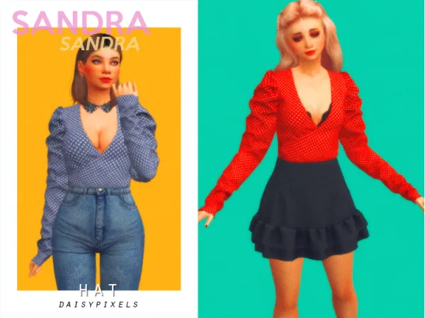 Alpha Sandra Top by daisypixels - The Sims 4 Custom Content