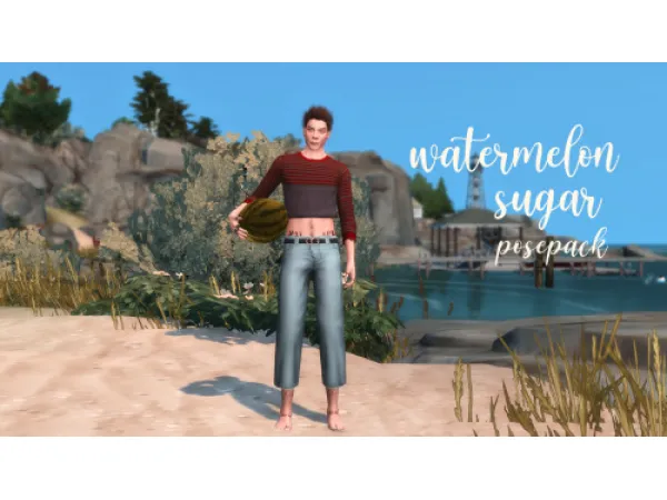 Alpha Watermelon Sugar Posepack Accessory Watermelon - The Sims 4 Custom Content
