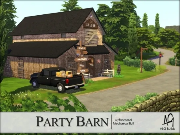 Alpha ALGbuilds' Party Barn - The Sims 4 Custom Content