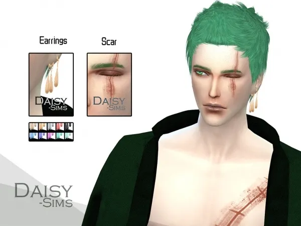 Alpha Zoro EarringsScar - The Sims 4 Custom Content