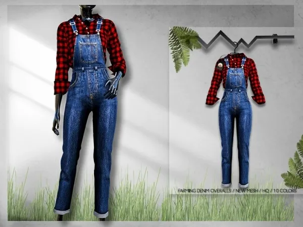 Alpha busra tr's Farming Denim Overalls BD292 - The Sims 4 Custom Content