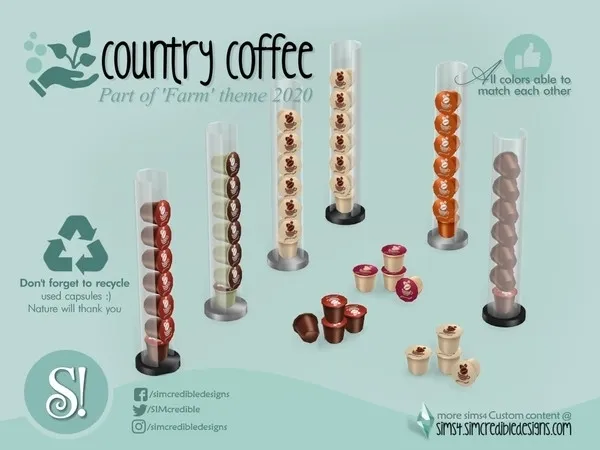 Country Coffee capsules tower - The Sims 4 Custom Content
