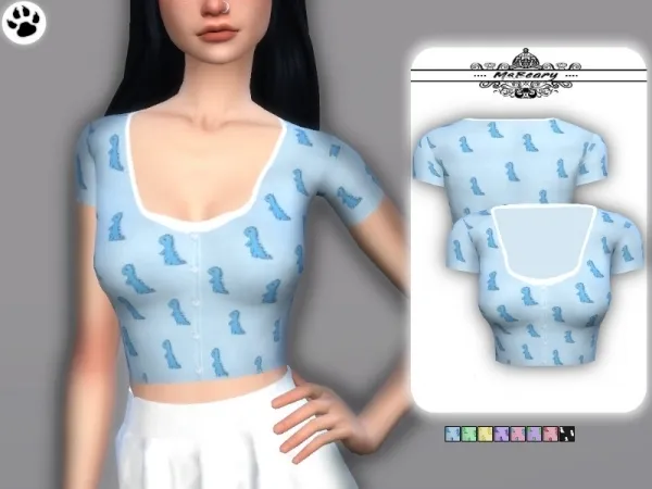 Maxis Match MsBeary's Button up Dinosaur Top - The Sims 4 Custom Content
