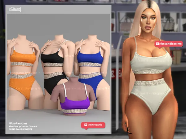 Alpha Bling Bali Bikini Set (TOP) - The Sims 4 Custom Content
