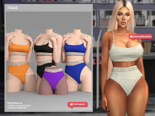 Alpha Bling Bali Bikini Set (BOTTOM) - The Sims 4 Custom Content