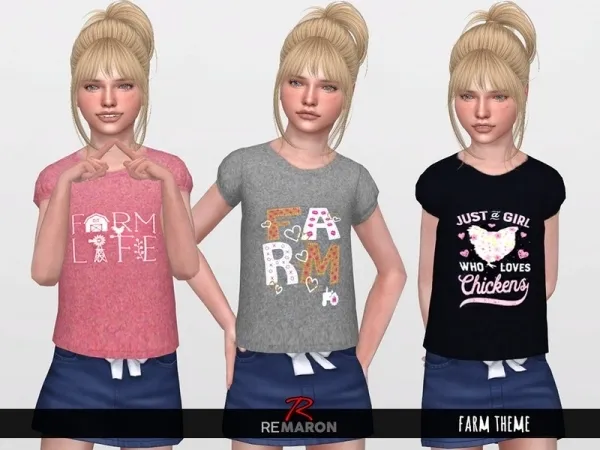 Maxis Match remaron's Farm Shirt for Girls Child 01 - The Sims 4 Custom Content