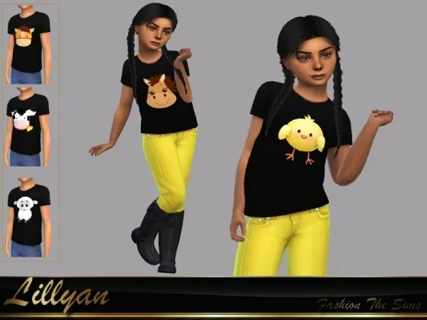 Alpha LYLLYAN's Shirts farm kids - The Sims 4 Custom Content