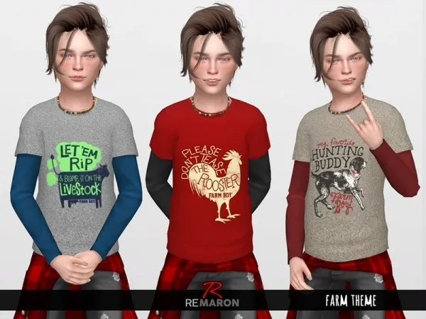 Maxis Match remaron's Farm 2 Shirts for Boys 01 - The Sims 4 Custom Content