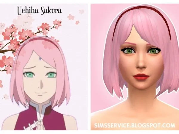 Maxis Match annewellen's Uchiha Sakura hair Naruto Cool Kitchen needed - The Sims 4 Custom Content