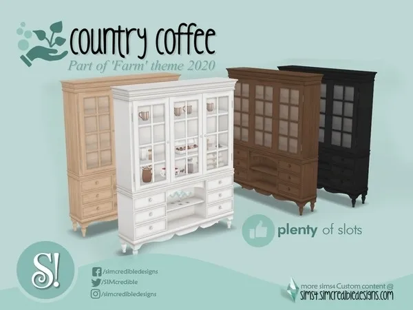 Country Coffee Dining China Cabinet - The Sims 4 Custom Content