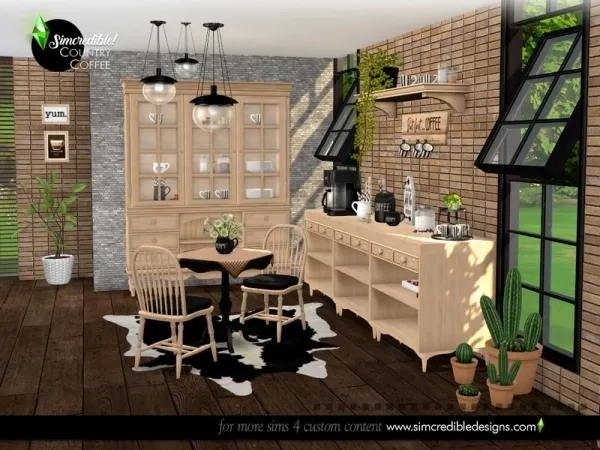 Maxis Match SIMcredible's Country Coffee Dining Area by simcredible - The Sims 4 Custom Content