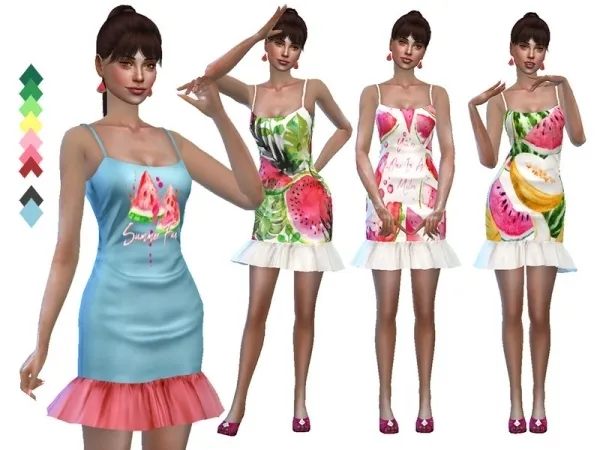 Alpha Naunakht's Watermelon Dress MESH REQUIRED - The Sims 4 Custom Content