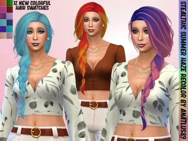 Alpha PirateQueenAna's Stealthic Summer Haze(Female Hair) Vibrant Recolors - The Sims 4 Custom Content