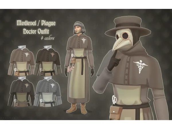 Alpha Medieval Plague Doctor Outfit by kennetha_v - The Sims 4 Custom Content