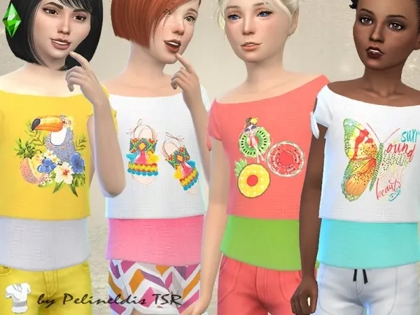 Maxis Match Pelineldis' Girls Summertime Blouse - The Sims 4 Custom Content