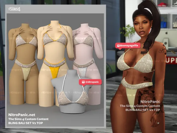 Alpha Bling Bali Set v2 (TOP) - The Sims 4 Custom Content