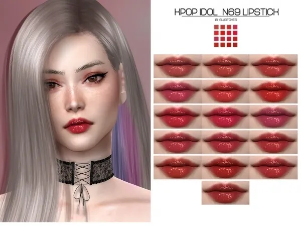 Alpha Lisaminicatsims' LMCS Kpop Idol N69 Lipstick - The Sims 4 Custom Content