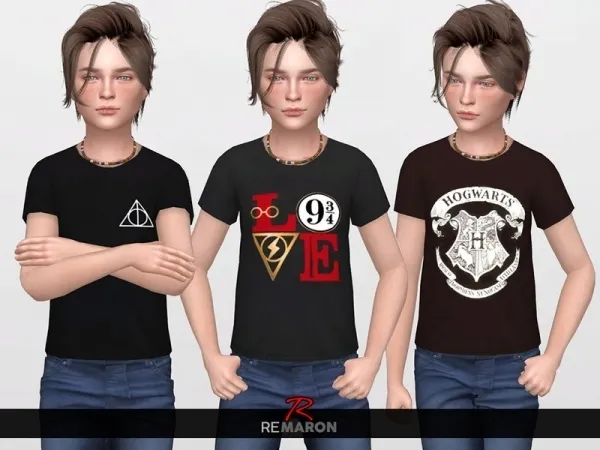 Maxis Match remaron's Harry Potter shirt for Kids 01 - The Sims 4 Custom Content