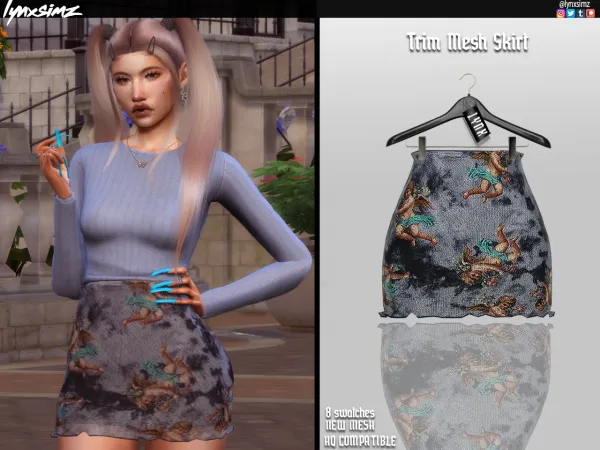 Alpha LYNXSIMZ Trim Mesh Skirt - The Sims 4 Custom Content