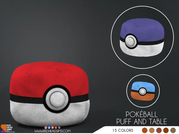 Alpha POKÉBALL PUF AND TABLE - The Sims 4 Custom Content
