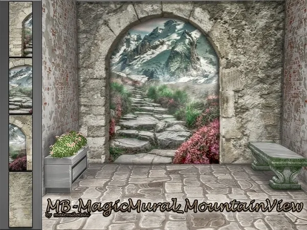 Alpha matomibotaki's MB MagicMural_MountainView - The Sims 4 Custom Content