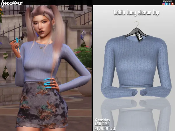 Alpha LYNXSIMZ Robin Long Sleeve Top - The Sims 4 Custom Content