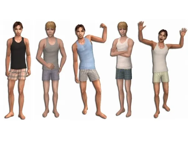 Summer PJs for Teen Males by NeonSim - The Sims 2 Custom Content