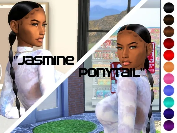 Alpha Simmer Blox Jasmine Ponytail - The Sims 4 Custom Content
