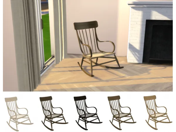 Alpha Rocking chair with rattan seat sims by Nordica - The Sims 4 Custom Content