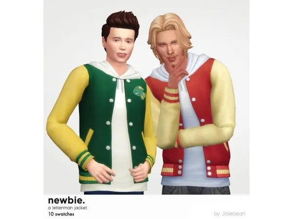 Maxis Match Newbie letterman jacket by Joliebean - The Sims 4 Custom Content