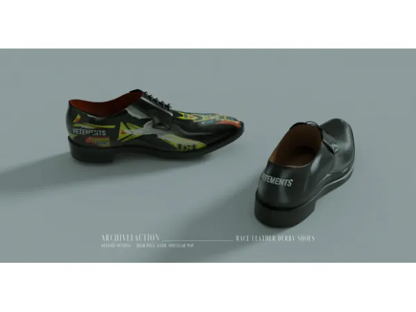 Race leather derby shoes