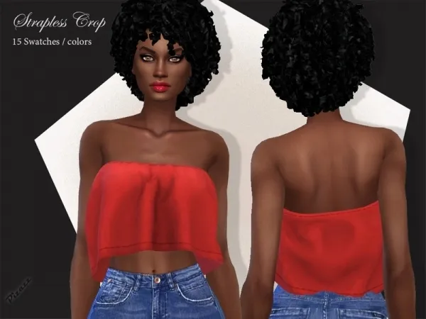 Alpha pizazz's Strapless Crop Top - The Sims 4 Custom Content