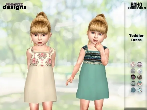 Maxis Match Pinkfizzzzz's Boho Toddler Dress - The Sims 4 Custom Content