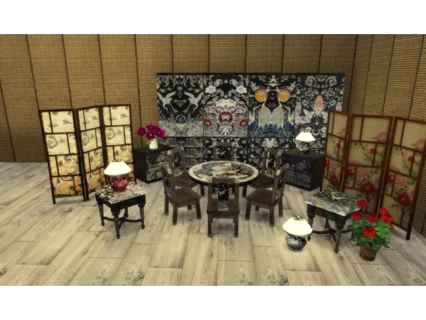Alpha Korean seashell sidetable lamp table char - The Sims 4 Custom Content