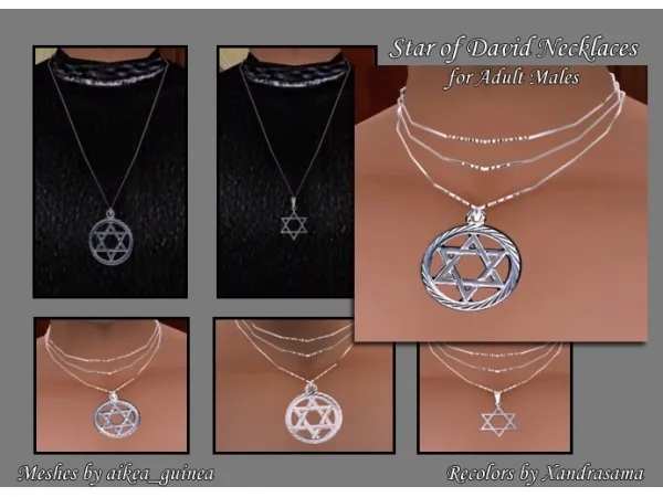 Five Star of David Necklaces for Adult Males by xandrasama - The Sims 2 Custom Content