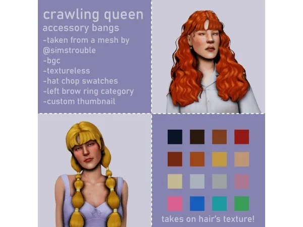 Maxis Match crawling queen acc bangs - The Sims 4 Custom Content