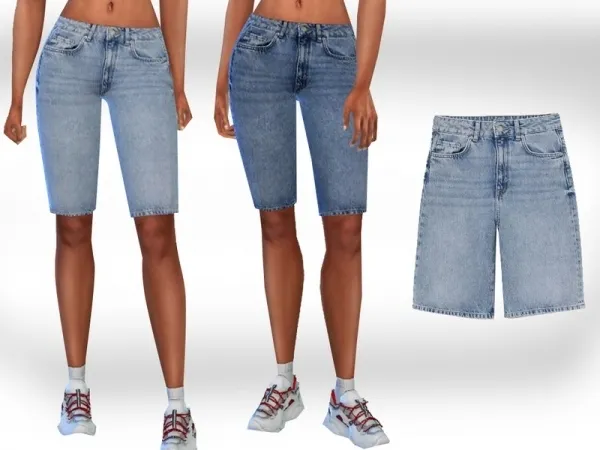 Alpha Saliwa's Female Capri Mesh Denim Shorts - The Sims 4 Custom Content