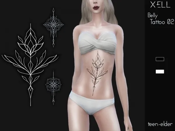 Mix XELL's Belly Tattoo 02 - The Sims 4 Custom Content
