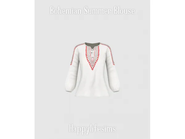 Maxis Match [Lonelyboy] Bohemian Summer Blouse - The Sims 4 Custom Content