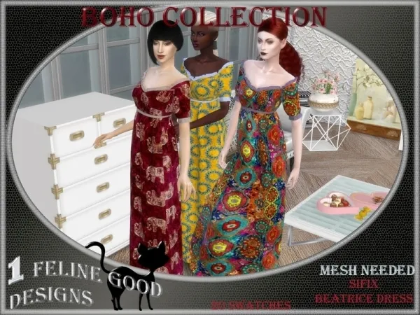 Alpha Merit Selket's Boho dress 03 Mesh needed - The Sims 4 Custom Content