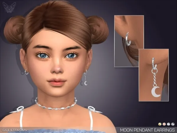 Alpha feyona's Moon Pendant Earrings For Kids - The Sims 4 Custom Content