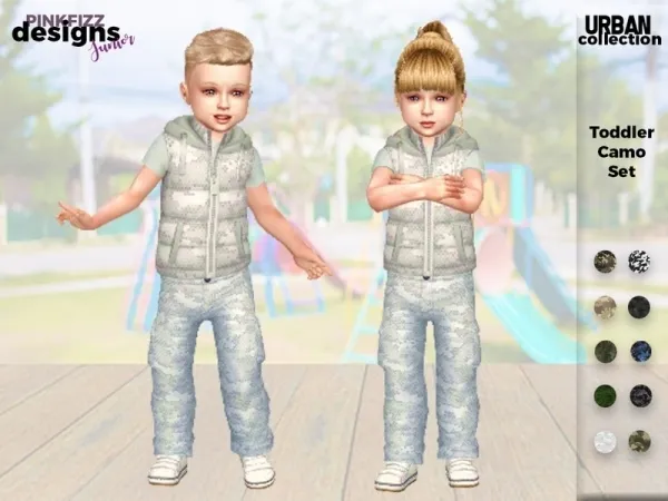 Alpha Pinkfizzzzz's Urban Toddler Camo Set - The Sims 4 Custom Content