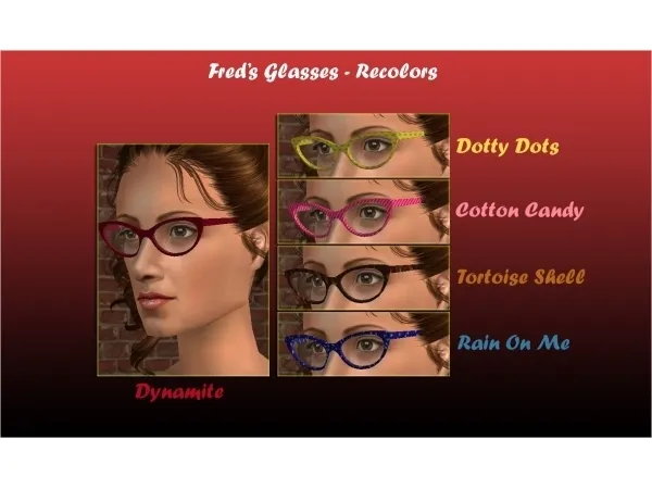 Fred's Glasses in 5 colors by billielith - The Sims 2 Custom Content